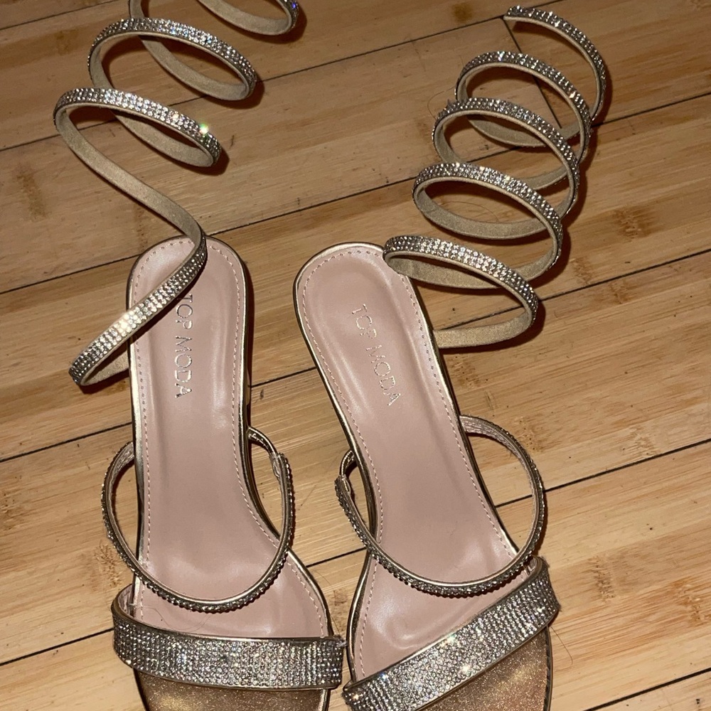 Top Moda Gold Strappy Heels